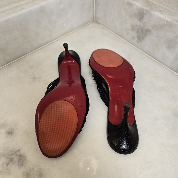 Christian Louboutin Black Knotted Slide Heels Size 9 | Classic Paris Designer - Picture 4 of 6